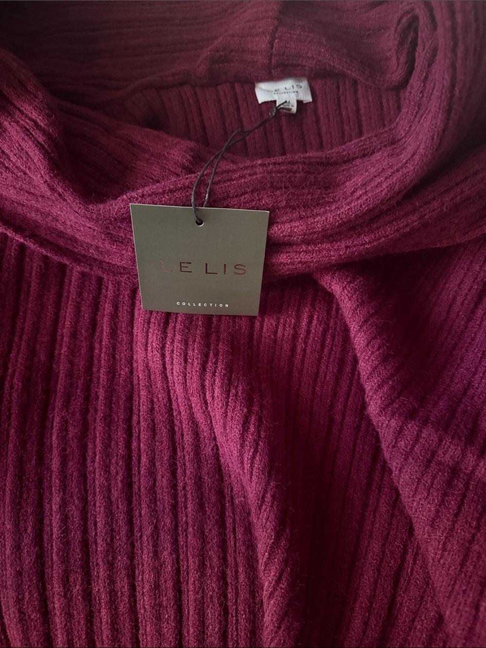 Off-the-Shoulder Ribbed Sweater - Wine - Picture 3 of 3